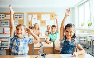 A class in school where physical security solutions are implemented and students are Learning safely