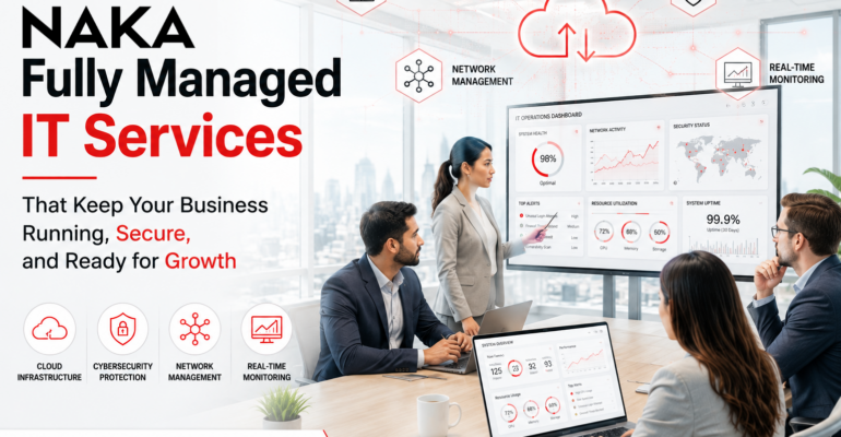 Business professionals leveraging fully managed IT services with cloud infrastructure, cybersecurity monitoring, and proactive technology management.
